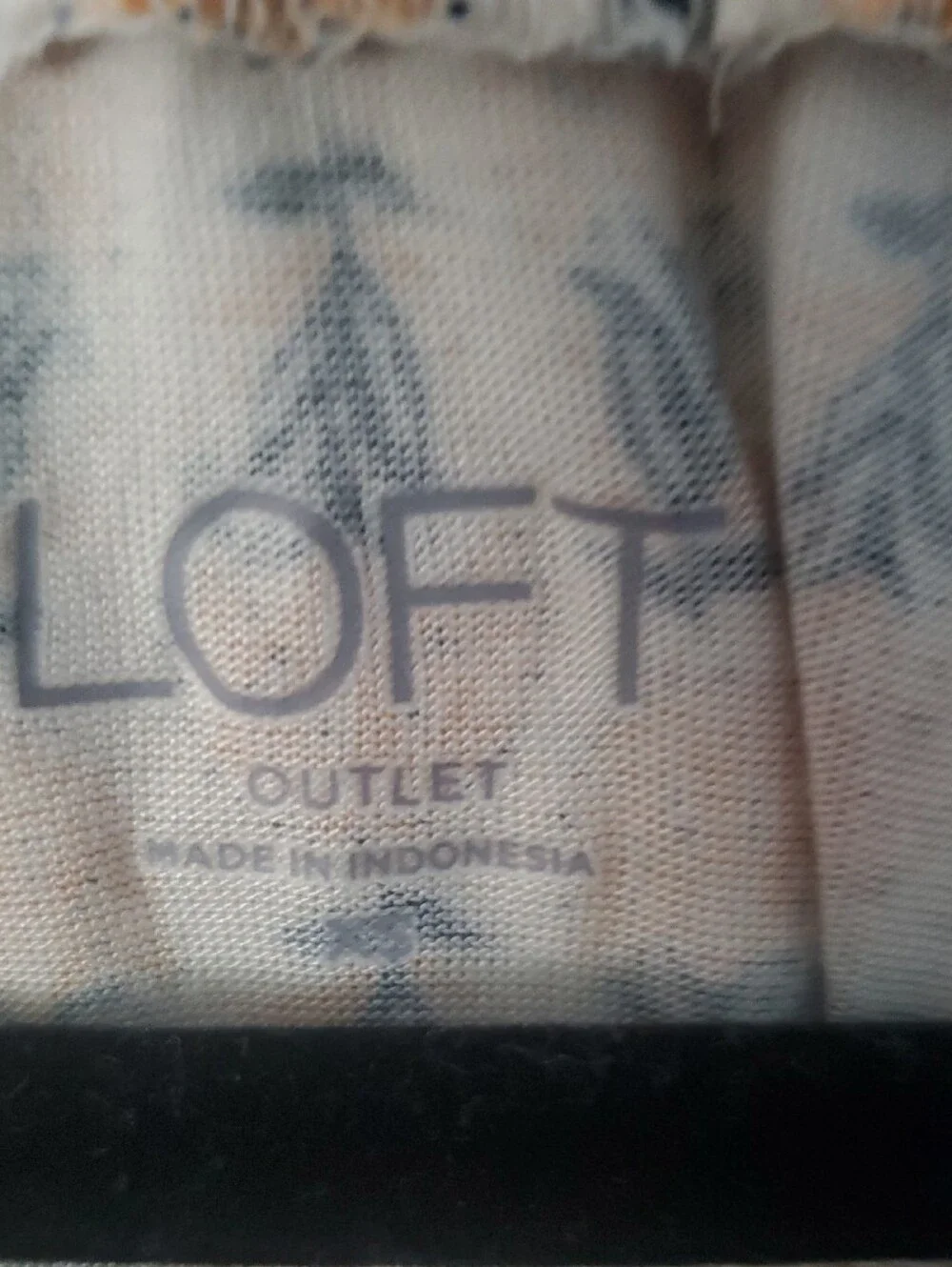 LOFT Loose Fit Cream and Yellow Floral Peasant Blouse
